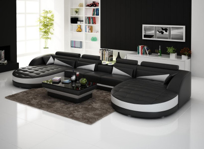 Leather sofa Corner sofa Sofa Couch Upholstery Living landscape Leather Sofas Suite U-shape